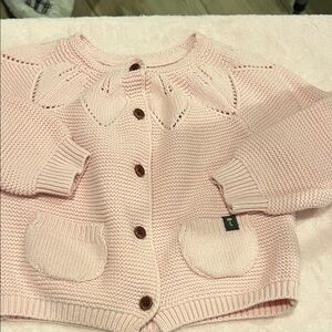 Mormohn Pale Pink Knit Cardigan with Wooden Buttons
